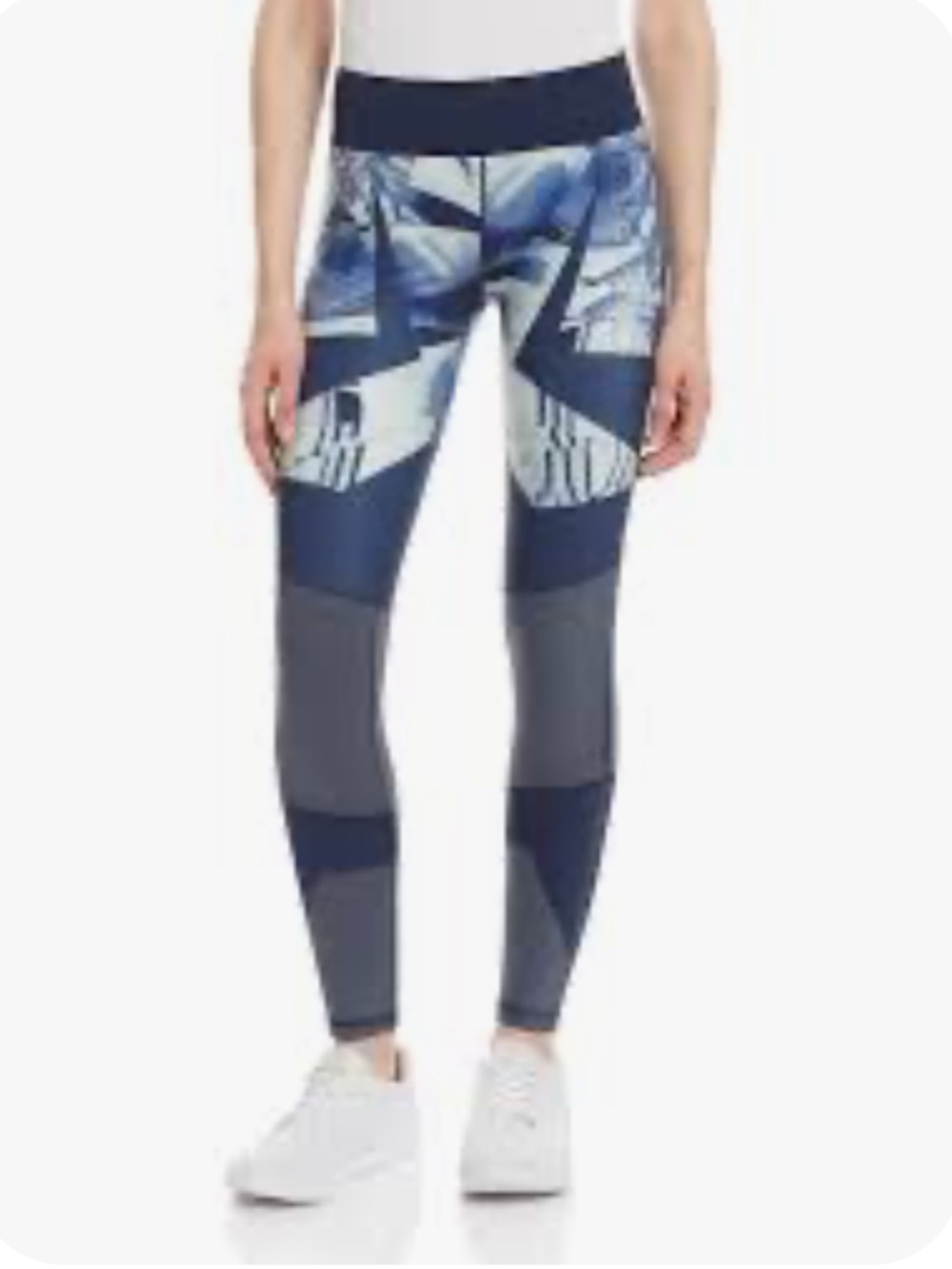 Adidas Blue Graphic Patchwork Athletic Leggings